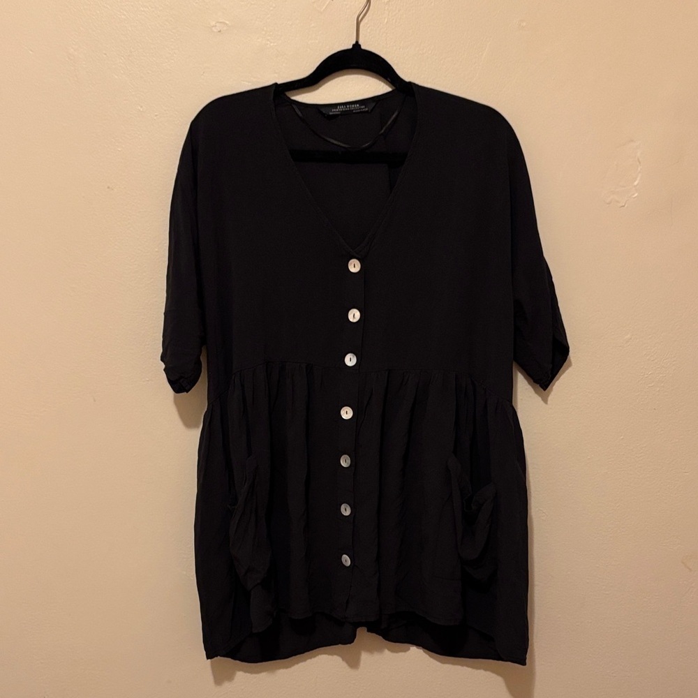 Zara Black Button-Down Women's Shirt